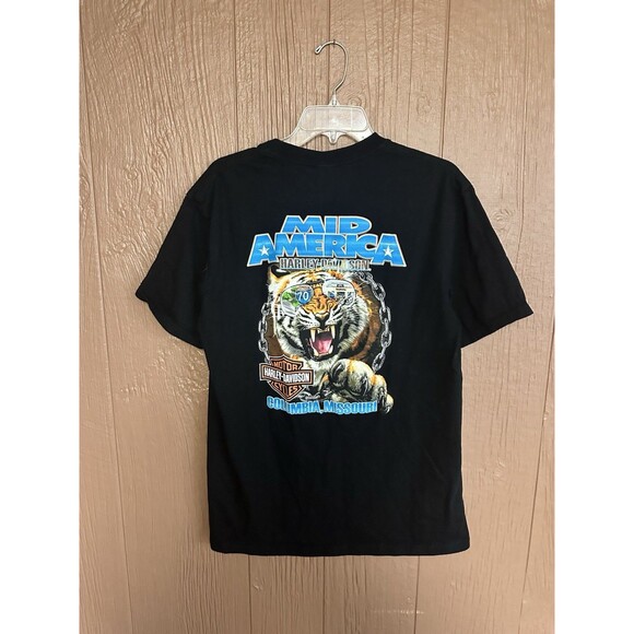 Vintage Harley Davidson Mid American Black Men's T-Shirt Size Large Biker Riding - Picture 4 of 4